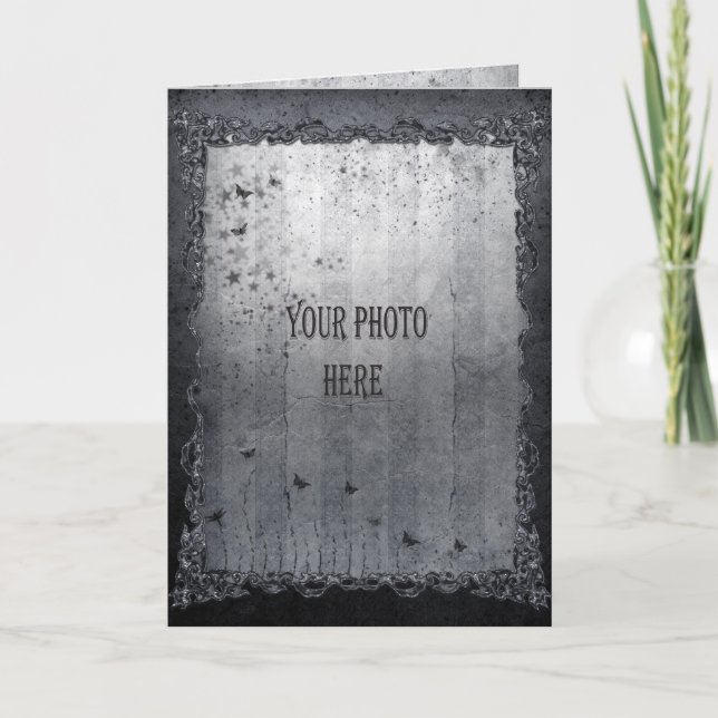 Add your photo black Gothic frame Card (Front)