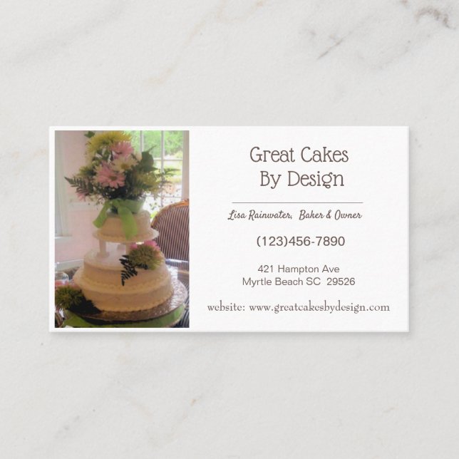 Add Your Photo Cake Baker Business Cards (Front)