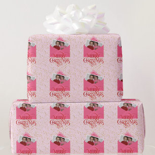 Add YOUR photo Christmas Red and Pink Wrapping Paper