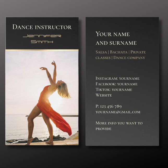 Add your photo dance instructor Business  Business Card (Creator Uploaded)
