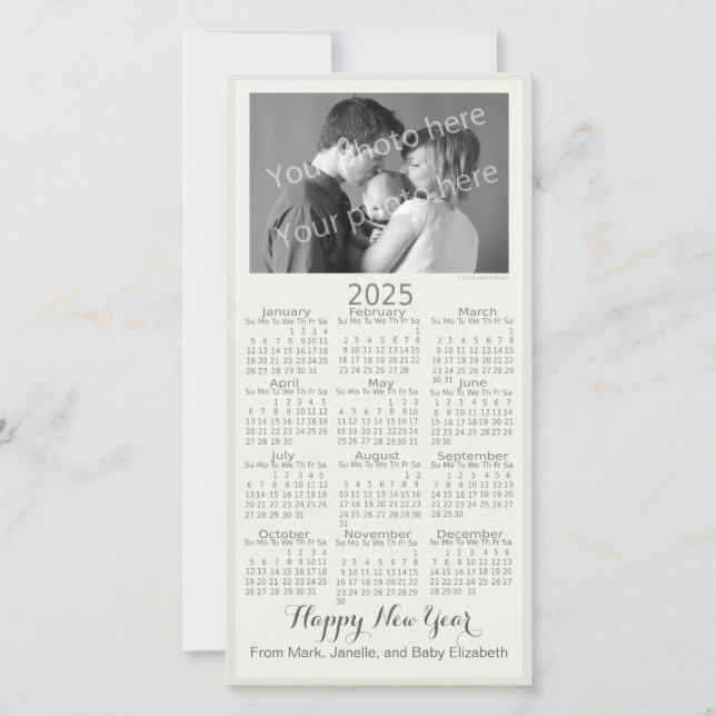 Add Your Photo Elegant 2025 Calendar New Year  Holiday Card (Front)