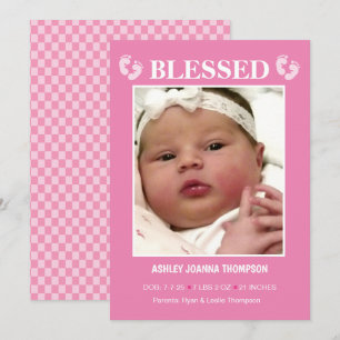 Add Your Photo Girls Blessed Birth Announcement