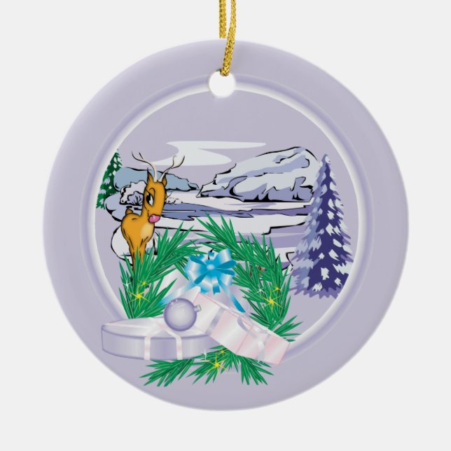 Add Your Photo Goat Holiday Christmas Ornament (Front)