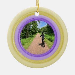 Add Your Photo Gold and Purple Ceramic Ornament