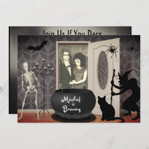 Add Your Photo Haunted House Halloween Invitation