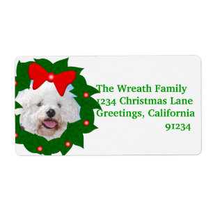 Add Your Photo In Christmas Wreath Address Labels