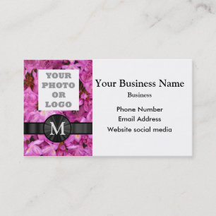 Add your photo logo pretty pink floral flower business card