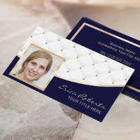 Add Your Photo Luxury Quilted Modern Navy & Gold