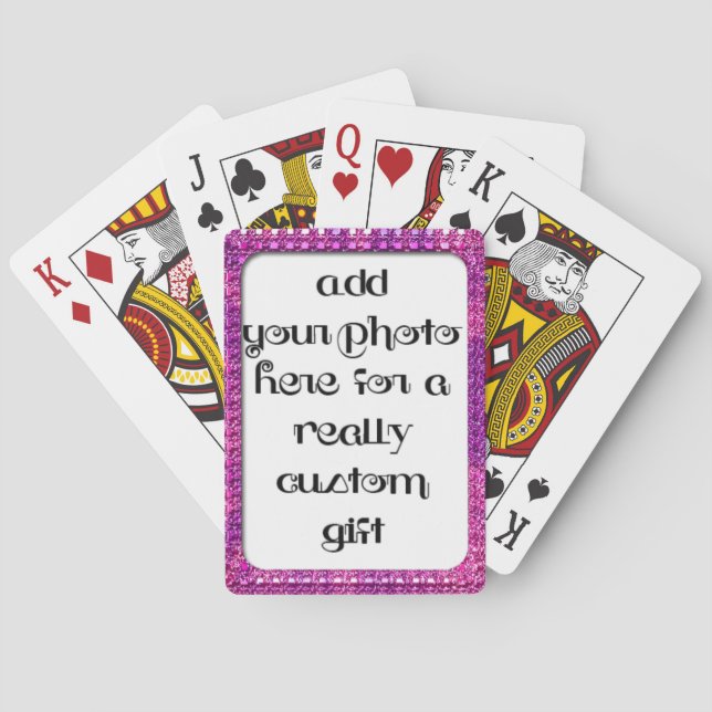 Add Your Photo Magenta Frame Bicycle® Play Playing Cards (Back)