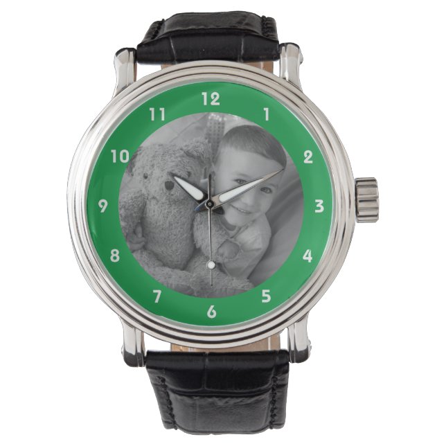 Add your photo memento for Dad green Watch (Front)