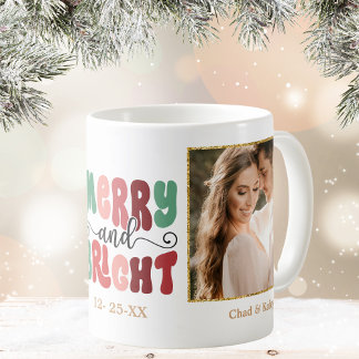 Add Your Photo Merry and Bright Christmas Coffee Mug