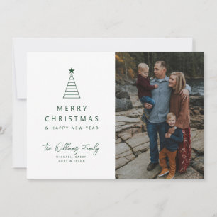 ADD YOUR PHOTO   Merry Christmas Geo Tree Invitation