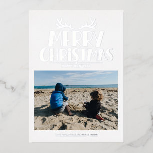 ADD YOUR PHOTO   Merry Christmas & Happy New Year Foil Holiday Card