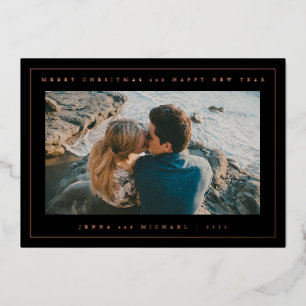 ADD YOUR PHOTO Merry Christmas & Happy New Year Foil Holiday Card