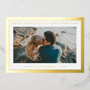 ADD YOUR PHOTO   Merry Christmas & Happy New Year Foil Holiday Card