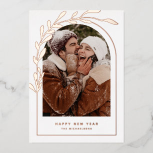 ADD YOUR PHOTO   Merry Christmas Happy New Year Foil Holiday Card