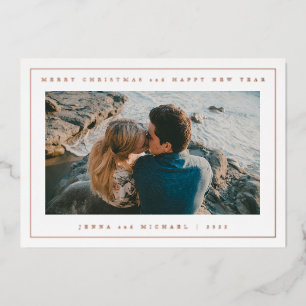 ADD YOUR PHOTO Merry Christmas & Happy New Year Foil Holiday Card