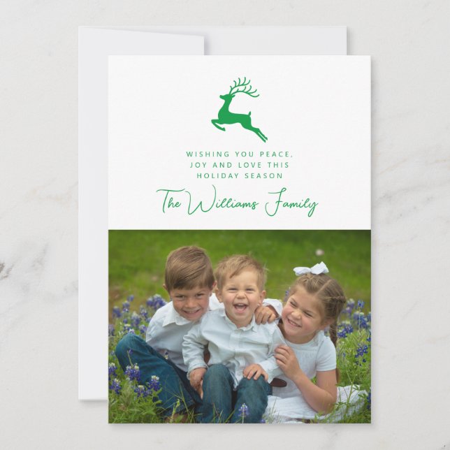 ADD YOUR PHOTO | Merry Christmas Holiday Reindeer Invitation (Front)