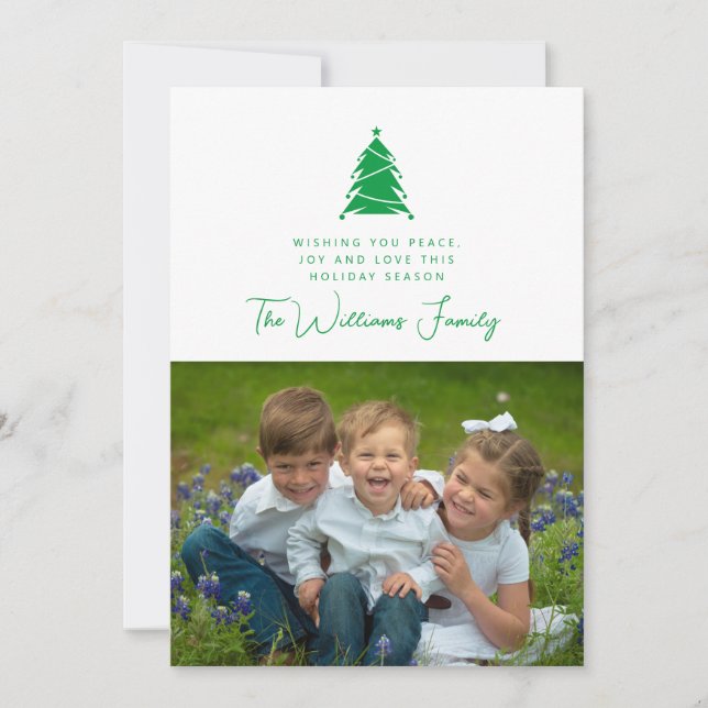 ADD YOUR PHOTO | Merry Christmas Holiday Tree Invitation (Front)