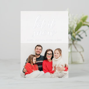 ADD YOUR PHOTO Merry Christmas Let It Snow Foil Holiday Card