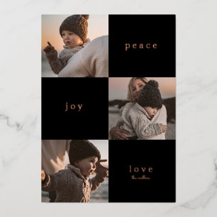 ADD YOUR PHOTO   Merry Christmas PEACE JOY LOVE Foil Holiday Card