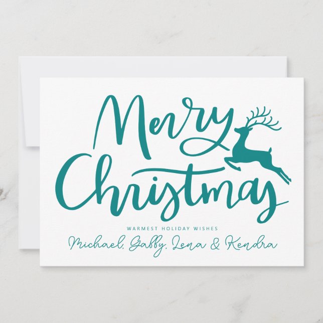 ADD YOUR PHOTO | Merry Christmas Reindeer Invitation (Front)