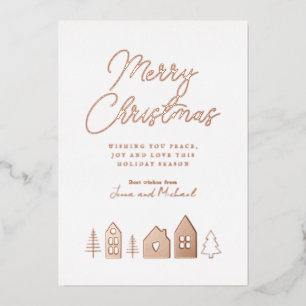 ADD YOUR PHOTO   Merry Christmas Town Foil Holiday Card
