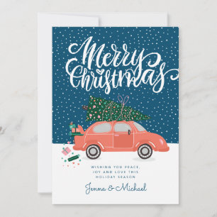 ADD YOUR PHOTO   Merry Christmas Winter Car Invitation