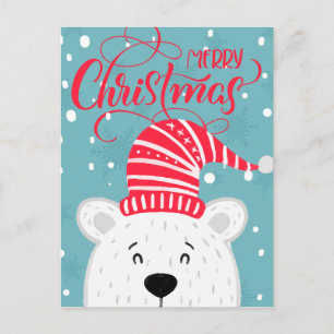 Add Your Photo Merry Christmas Winter Polar Bear Postcard