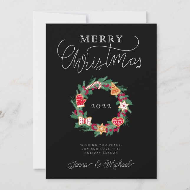 ADD YOUR PHOTO | Merry Christmas Wreath Invitation (Front)