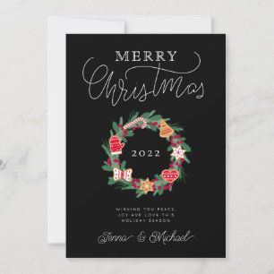 ADD YOUR PHOTO   Merry Christmas Wreath Invitation