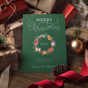 ADD YOUR PHOTO   Merry Christmas Wreath Invitation