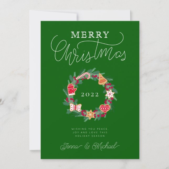 ADD YOUR PHOTO | Merry Christmas Wreath Invitation (Front)