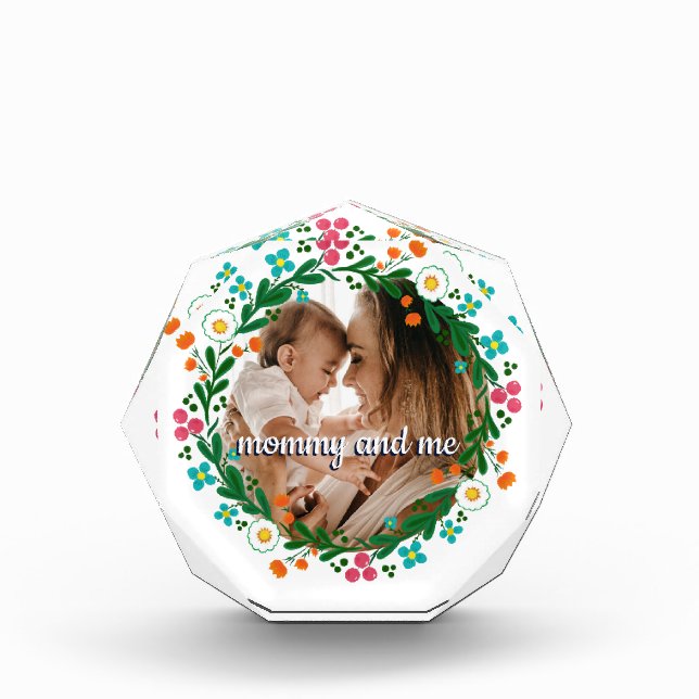 Add Your Photo Mummy and Me Colourful Floral Wreat (Front)