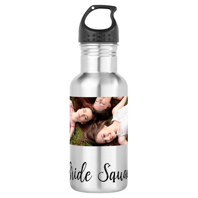 Add your photo name bridesmaid squad bride party  532 ml water bottle (Front)