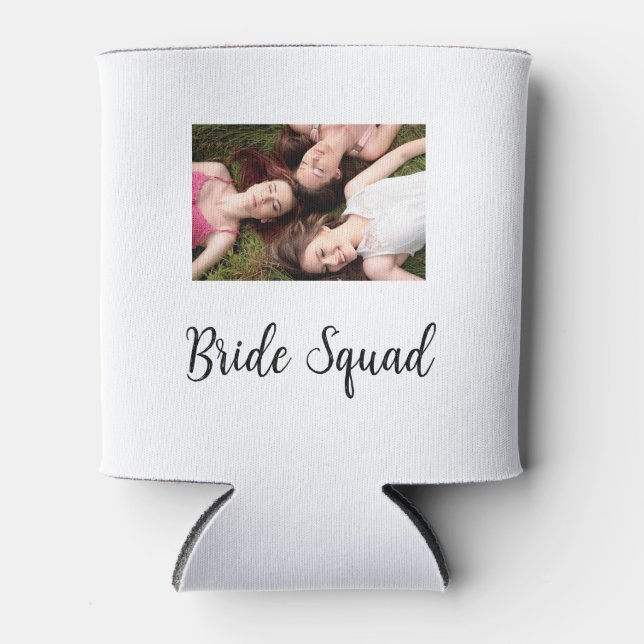 Add your photo name bridesmaid squad bride party  can cooler (Front)