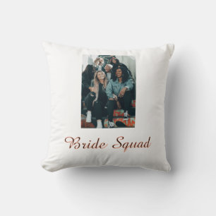 Add your photo name bridesmaid squad bride party cushion