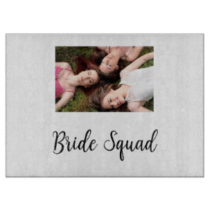 Add your photo name bridesmaid squad bride party cutting board