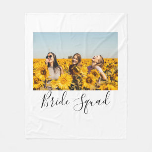 Add your photo name bridesmaid squad bride party fleece blanket
