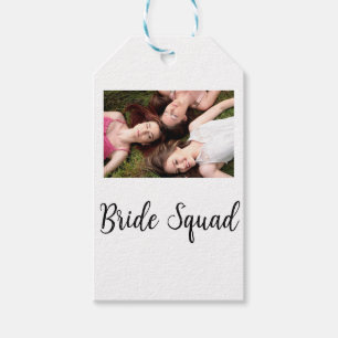 Add your photo name bridesmaid squad bride party  gift tags