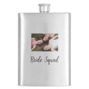 Add your photo name bridesmaid squad bride party  hip flask