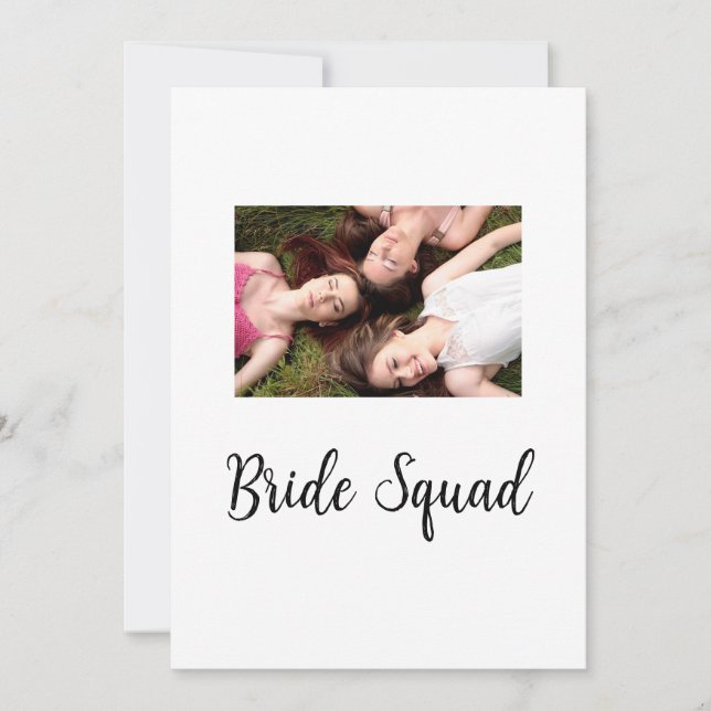 Add your photo name bridesmaid squad bride party  holiday card (Front)