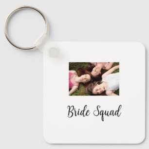 Add your photo name bridesmaid squad bride party  key ring