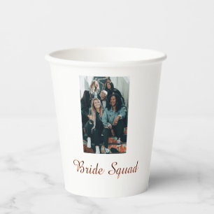 Add your photo name bridesmaid squad bride party paper cups