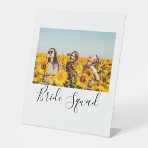 Add your photo name bridesmaid squad bride party pedestal sign