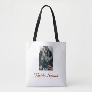 Add your photo name bridesmaid squad bride party tote bag