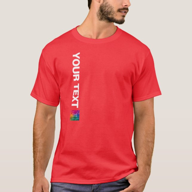 Add Your Photo Or Logo Red Template Mens Christmas T-Shirt (Front)