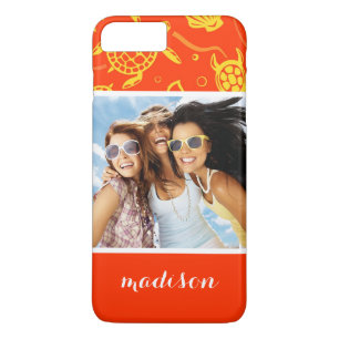 Add Your Photo   Orange Beach Pattern iPhone 8 Plus/7 Plus Case