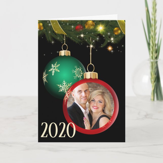 Add YOUR PHOTO Personalised Christmas Ornament Card (Front)