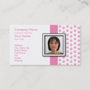 ADD YOUR PHOTO Pet Grooming Paw Print Business Card